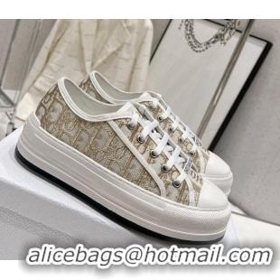 Top Grade Dior Walk'n'Dior Low-top Platform Sneakers in Gold Oblique Embroidered Cotton 0329026