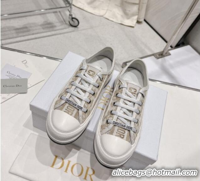 Top Grade Dior Walk'n'Dior Low-top Platform Sneakers in Gold Oblique Embroidered Cotton 0329026