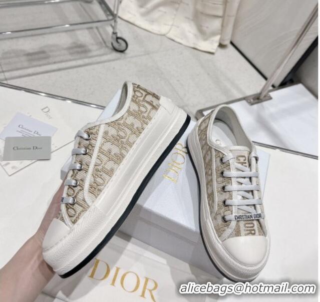 Top Grade Dior Walk'n'Dior Low-top Platform Sneakers in Gold Oblique Embroidered Cotton 0329026