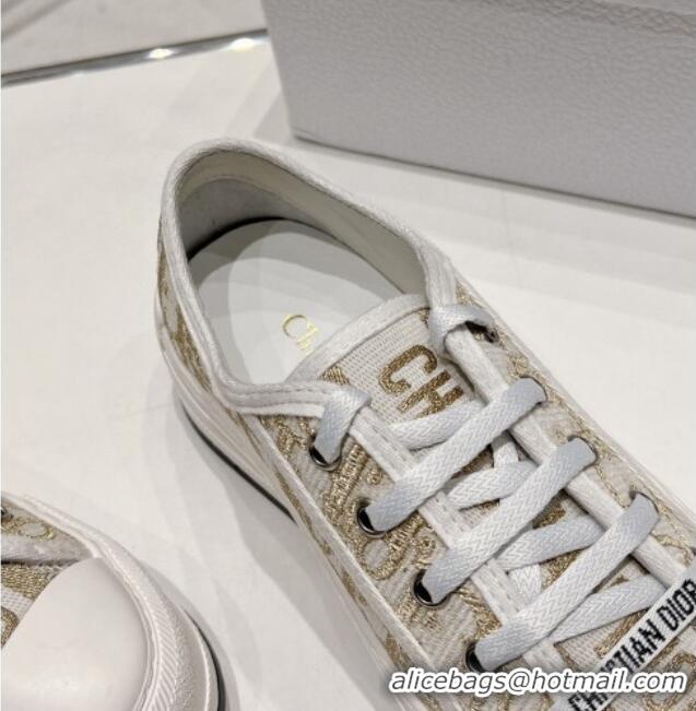 Top Grade Dior Walk'n'Dior Low-top Platform Sneakers in Gold Oblique Embroidered Cotton 0329026