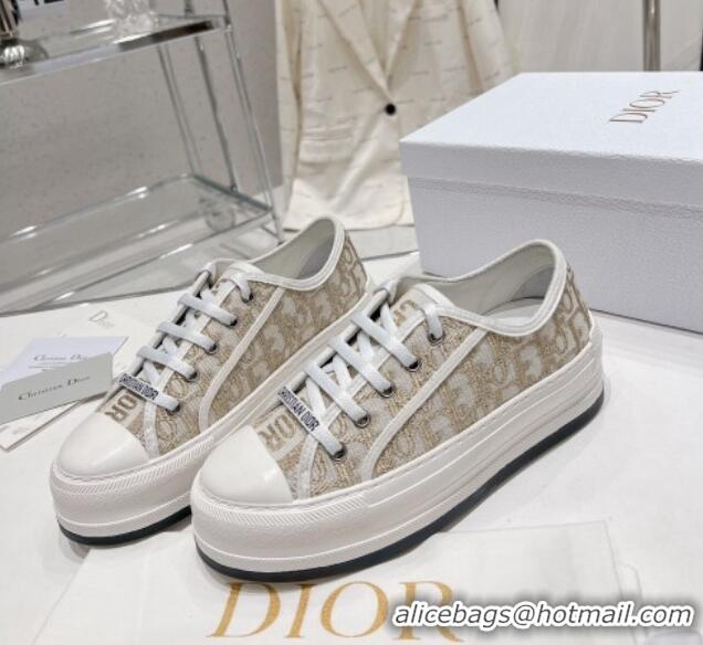 Top Grade Dior Walk'n'Dior Low-top Platform Sneakers in Gold Oblique Embroidered Cotton 0329026