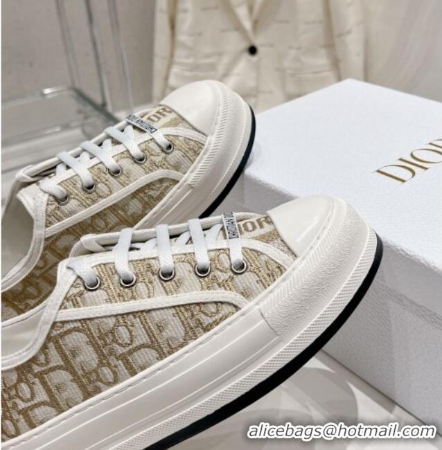 Top Grade Dior Walk'n'Dior Low-top Platform Sneakers in Gold Oblique Embroidered Cotton 0329026