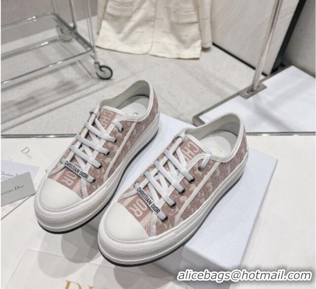 Sophisticated Dior Walk'n'Dior Low-top Platform Sneakers in Pink Oblique Embroidered Cotton 0329027