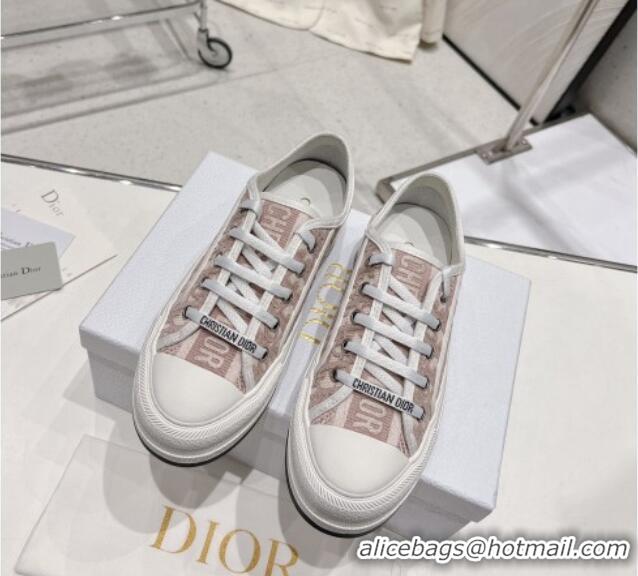 Sophisticated Dior Walk'n'Dior Low-top Platform Sneakers in Pink Oblique Embroidered Cotton 0329027