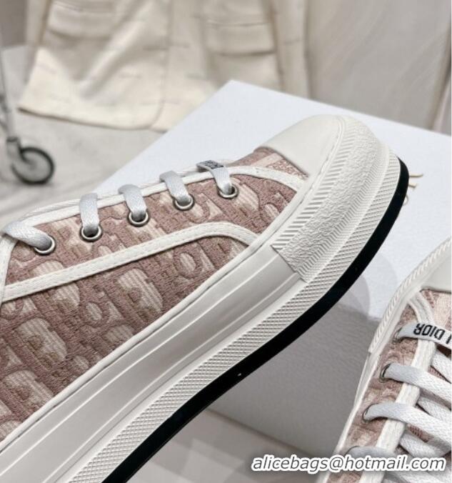 Sophisticated Dior Walk'n'Dior Low-top Platform Sneakers in Pink Oblique Embroidered Cotton 0329027