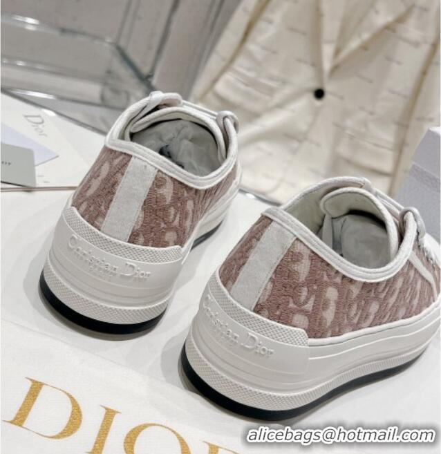 Sophisticated Dior Walk'n'Dior Low-top Platform Sneakers in Pink Oblique Embroidered Cotton 0329027