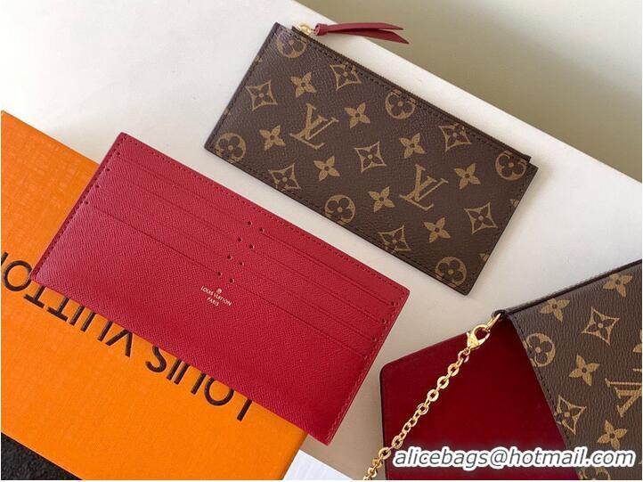 Top Grade Louis Vuitton Monogram Canvas Felicie Chain Wallet M61276 Red