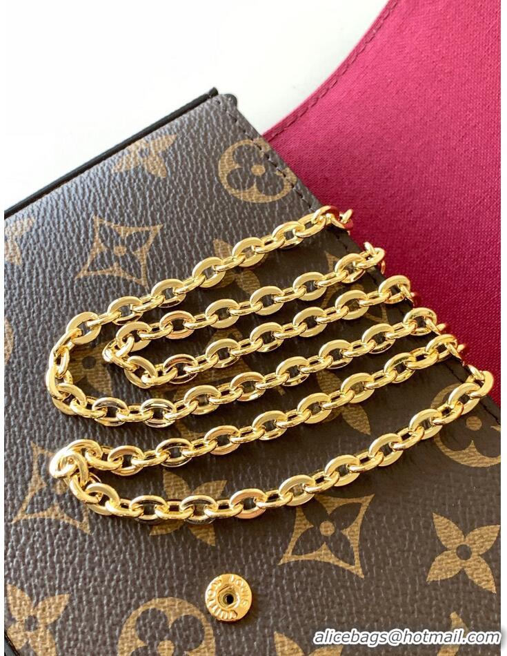 Top Grade Louis Vuitton Monogram Canvas Felicie Chain Wallet M61276 Red