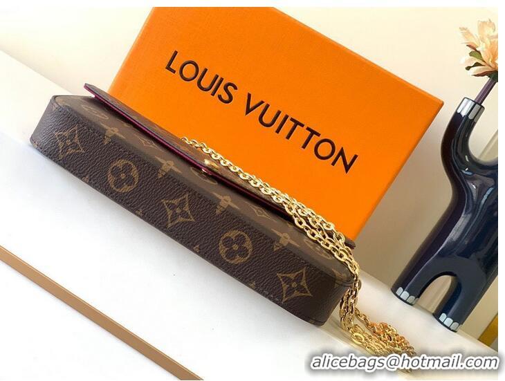 Top Grade Louis Vuitton Monogram Canvas Felicie Chain Wallet M61276 Red