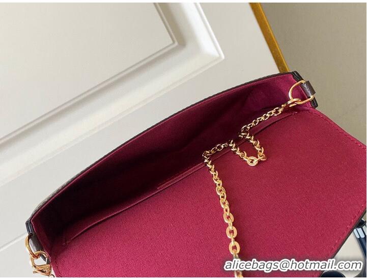 Top Grade Louis Vuitton Monogram Canvas Felicie Chain Wallet M61276 Red