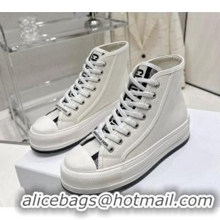 Discount Dior Walk'n'Dior High-top Platform Sneakers in White Cotton 329030