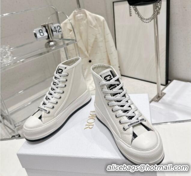 Discount Dior Walk'n'Dior High-top Platform Sneakers in White Cotton 329030