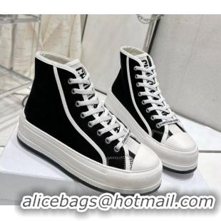 Popular Style Dior Walk'n'Dior High-top Platform Sneakers in Black Cotton 329031