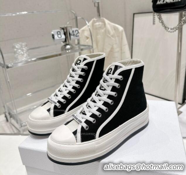 Popular Style Dior Walk'n'Dior High-top Platform Sneakers in Black Cotton 329031