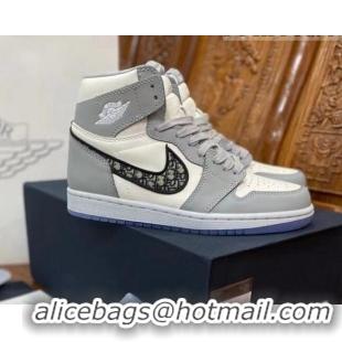 Trendy Design Dior x Nike Air Jordan 1 AJ1 High Top Sneakers Grey/White 0425072