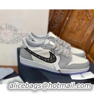 Top Design Dior x Nike Air Jordan 1 AJ1 Low Top Sneakers Grey/White 0425073