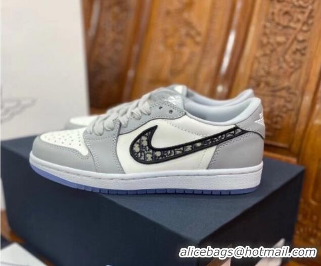 Top Design Dior x Nike Air Jordan 1 AJ1 Low Top Sneakers Grey/White 0425073