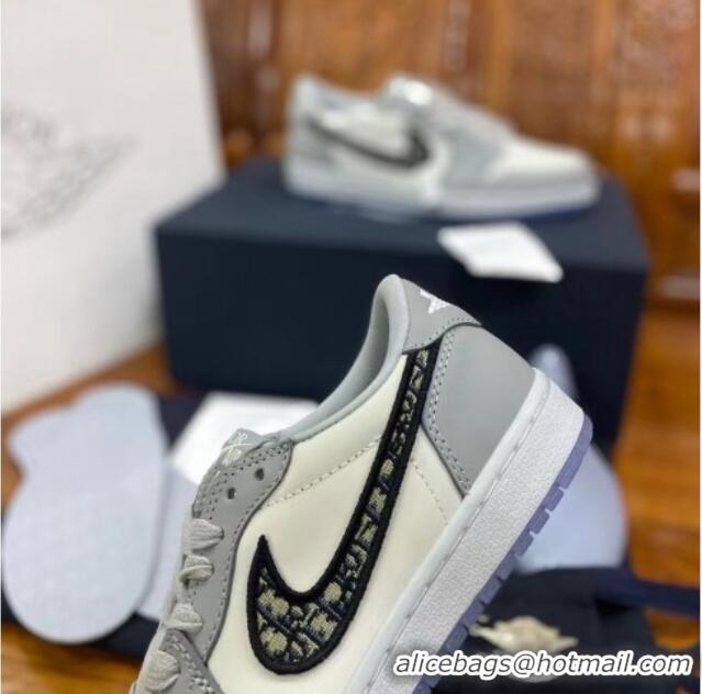 Top Design Dior x Nike Air Jordan 1 AJ1 Low Top Sneakers Grey/White 0425073