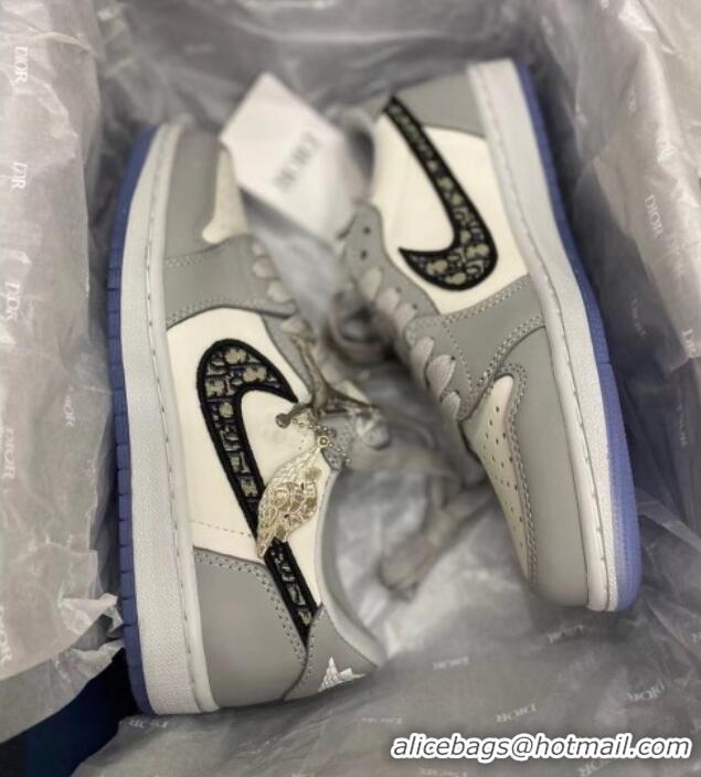 Top Design Dior x Nike Air Jordan 1 AJ1 Low Top Sneakers Grey/White 0425073