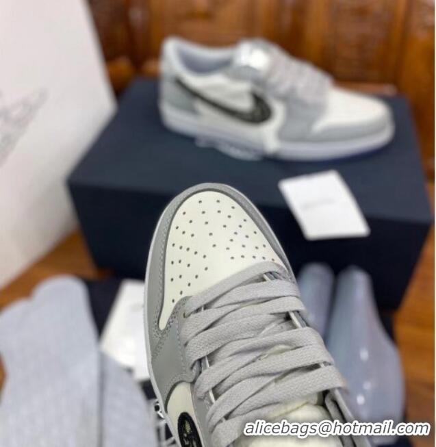 Top Design Dior x Nike Air Jordan 1 AJ1 Low Top Sneakers Grey/White 0425073