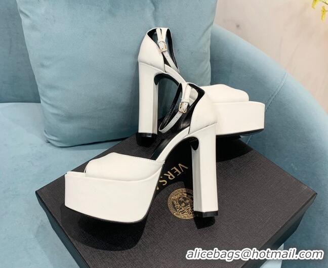 Low Price Saint Laurent Lambskin High Heel Platform Sandals 15.5 White Leather 2101151