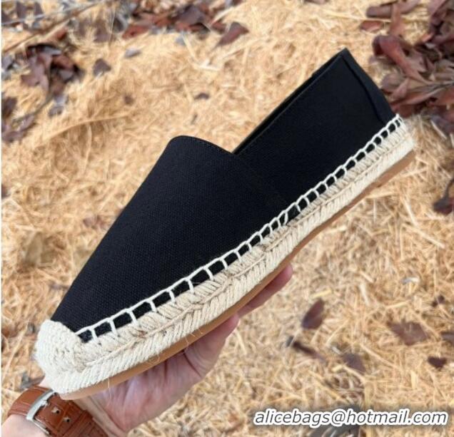 Cheap Saint Laurent Canvas Espadrilles with Back YSL Embroidery Black 101154