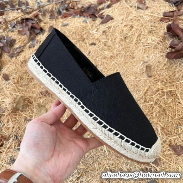 Cheap Saint Laurent Canvas Espadrilles with Back YSL Embroidery Black 101154