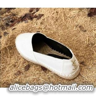 Shop Duplicate Saint Laurent Canvas Espadrilles with Back YSL Embroidery White 101155