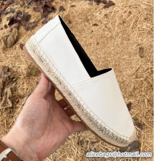 Shop Duplicate Saint Laurent Canvas Espadrilles with Back YSL Embroidery White 101155