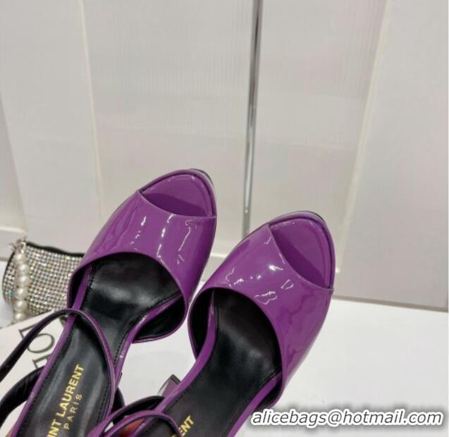 Purchase Saint Laurent Patent Leather High Heel Platform Sandals 15.5 Purple 101157