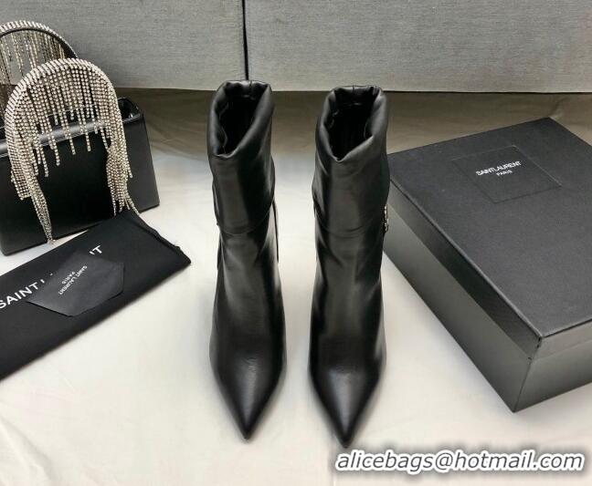 Good Looking Saint Laurent Nike Ankle Boots in Smooth Leather and Monogram 8.5cm Black 101162