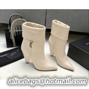 Discount Saint Laurent Nike Ankle Boots in Smooth Leather and Monogram 8.5cm White 101163