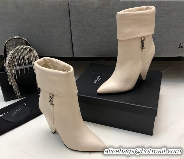 Discount Saint Laurent Nike Ankle Boots in Smooth Leather and Monogram 8.5cm White 101163