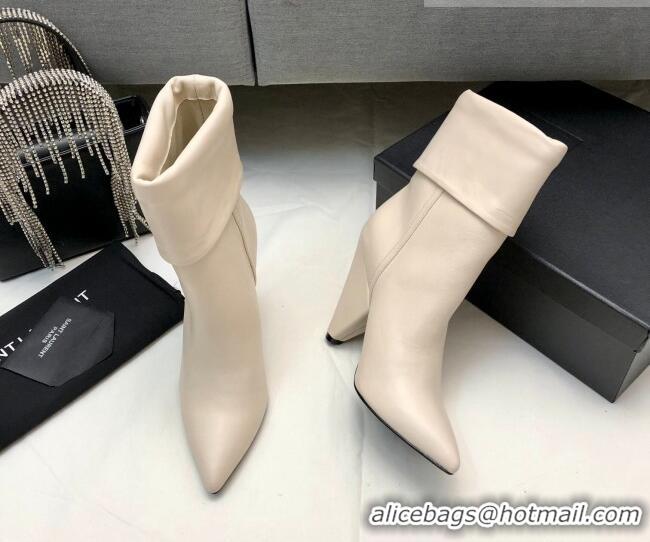 Discount Saint Laurent Nike Ankle Boots in Smooth Leather and Monogram 8.5cm White 101163