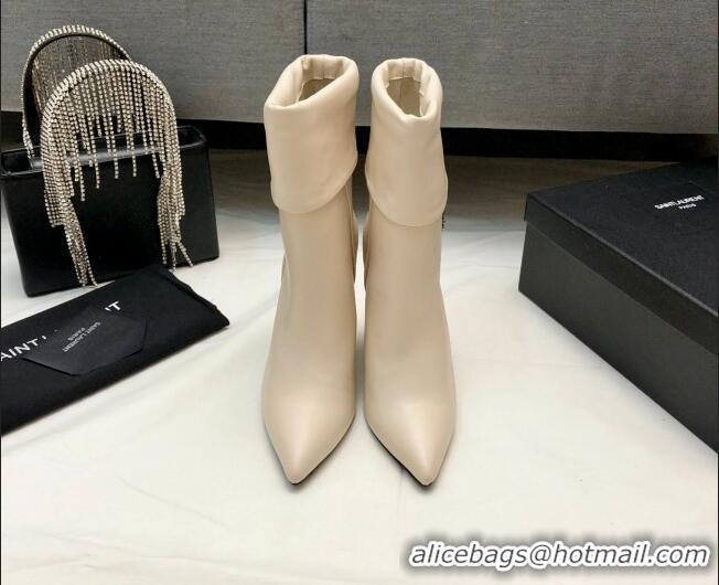 Discount Saint Laurent Nike Ankle Boots in Smooth Leather and Monogram 8.5cm White 101163