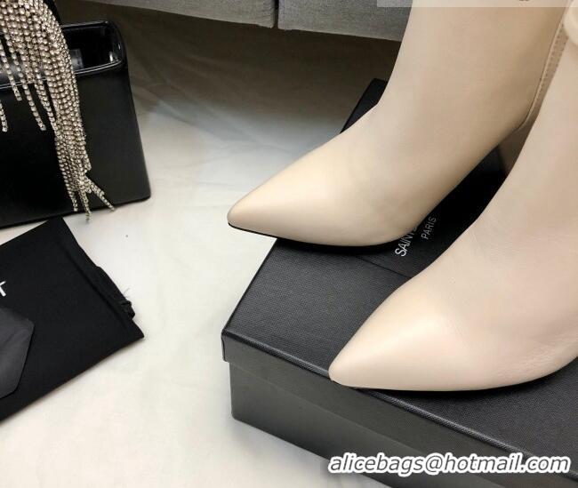 Discount Saint Laurent Nike Ankle Boots in Smooth Leather and Monogram 8.5cm White 101163