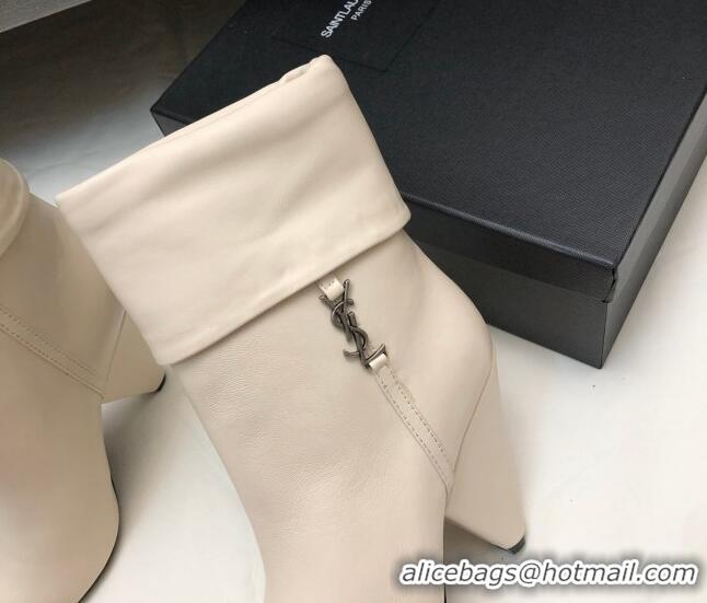 Discount Saint Laurent Nike Ankle Boots in Smooth Leather and Monogram 8.5cm White 101163