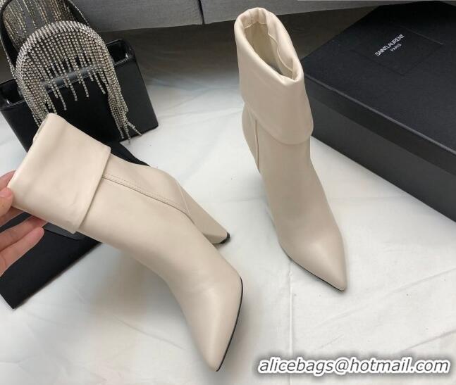 Discount Saint Laurent Nike Ankle Boots in Smooth Leather and Monogram 8.5cm White 101163