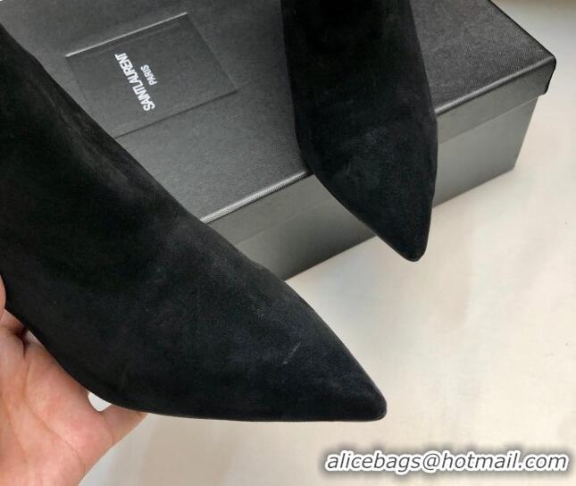 Stylish Saint Laurent Nike Ankle Boots in Suede and Monogram 8.5cm Black 101164