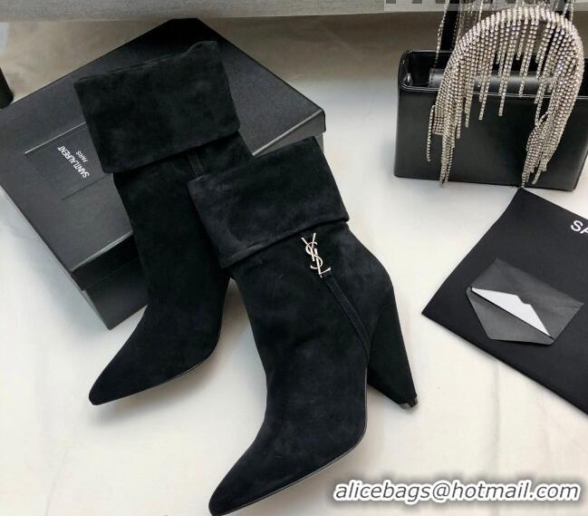 Stylish Saint Laurent Nike Ankle Boots in Suede and Monogram 8.5cm Black 101164