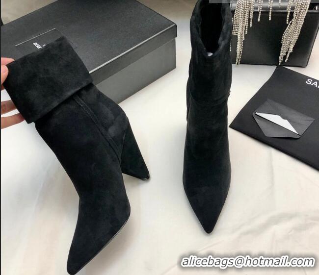 Stylish Saint Laurent Nike Ankle Boots in Suede and Monogram 8.5cm Black 101164