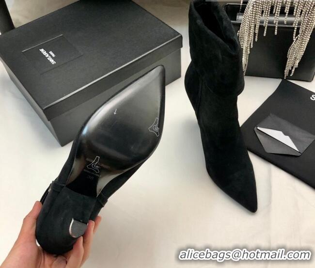 Stylish Saint Laurent Nike Ankle Boots in Suede and Monogram 8.5cm Black 101164