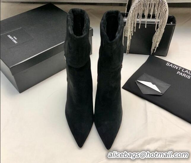 Stylish Saint Laurent Nike Ankle Boots in Suede and Monogram 8.5cm Black 101164