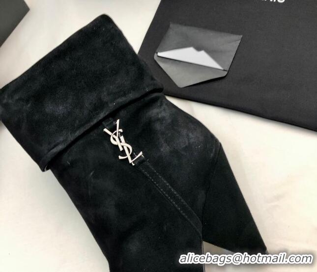 Stylish Saint Laurent Nike Ankle Boots in Suede and Monogram 8.5cm Black 101164