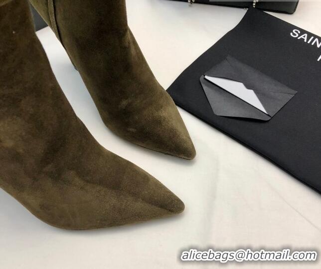 Sophisticated Saint Laurent Nike Ankle Boots in Suede and Monogram 8.5cm Green 101165