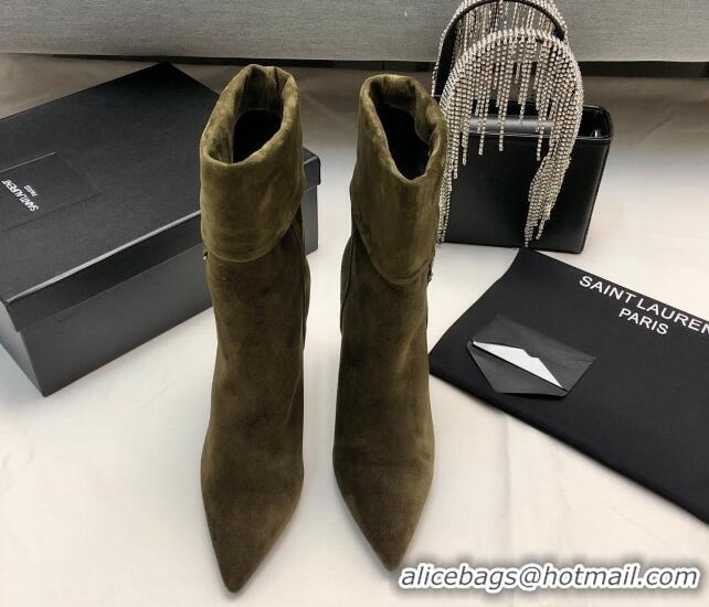 Sophisticated Saint Laurent Nike Ankle Boots in Suede and Monogram 8.5cm Green 101165