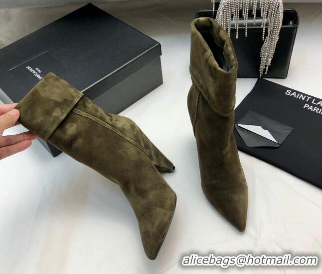 Sophisticated Saint Laurent Nike Ankle Boots in Suede and Monogram 8.5cm Green 101165