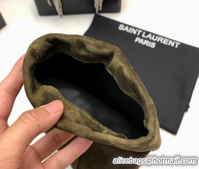 Sophisticated Saint Laurent Nike Ankle Boots in Suede and Monogram 8.5cm Green 101165