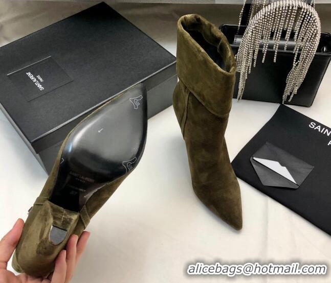 Sophisticated Saint Laurent Nike Ankle Boots in Suede and Monogram 8.5cm Green 101165