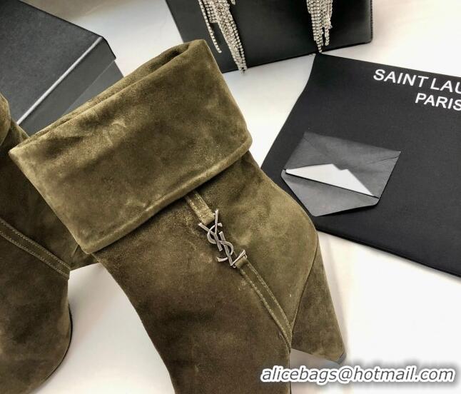 Sophisticated Saint Laurent Nike Ankle Boots in Suede and Monogram 8.5cm Green 101165